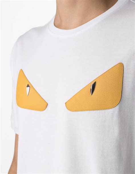 white fendi t shirt yellow eyes|fendi embroidered t shirt.